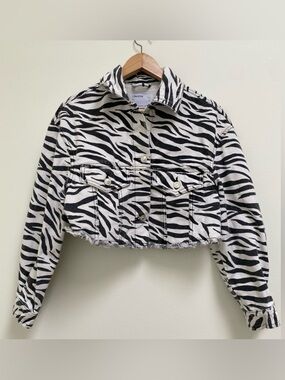 Bershka Zebra Print Denim Jacket